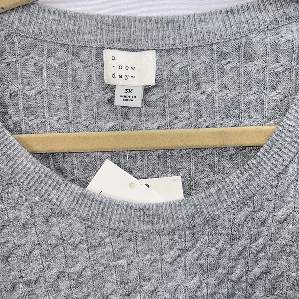 A New Day Textured Gray Crewneck Sweater size 3X soft and cozy - Picture 2 of 6